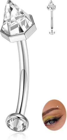 GAGABODY G23 Titanium Eyebrow Rings 16G Curved Barbell Lip Ring Belly Ring Vertical Labret Jewelry Conical CZ Tragus Helix Daith Earring Belly Piercing Rook Earrings for Women in Saudi Arabia