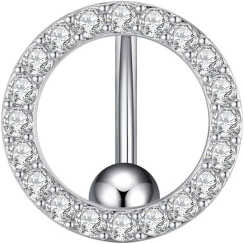 14G Surgical Steel Reverse Belly Button Ring for Women Sparkling Cubic Zirconia Star Heart Round Belly Navel Rings Belly Curved Barbell Dainty Navel Piercing Jewelry in Kuwait