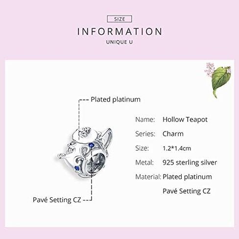 Teapot Cup Charm Original 925 Sterling Silver Bead for Bracelets Christmas Charm for Her Mom Wife in Saudi Arabia