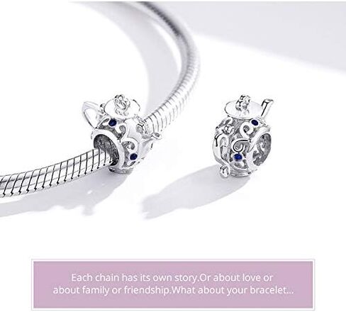 Teapot Cup Charm Original 925 Sterling Silver Bead for Bracelets Christmas Charm for Her Mom Wife in Saudi Arabia
