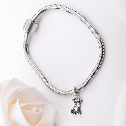 Schnauzer Charm Bead for Women: 925 Sterling Silver Schnauzer Charm for Bracelet Cute Animal Dog Bead Jewelry Gift to Mom Daughter Pet Lover in Saudi Arabia