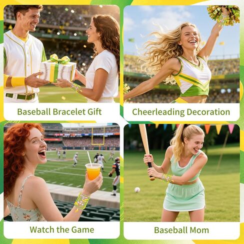 Baseball Clay Beaded Stretch Bracelets, Game Day Friendship Hypoallergenic Baseball Sport Fan Bracelet for for Sports Game Team Coach Mom Women Men Jewelry Accessories Gifts, Yellow and Green in Saudi Arabia