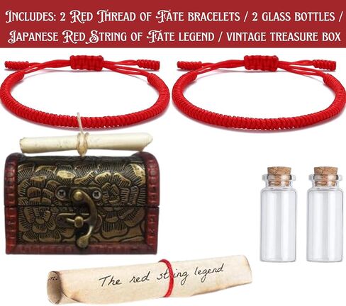 Original Gifts for boyfriend and girlfriend. 2 Bracelets in a Treasure Box with the Legend of the Red String of Fate. Gift for Valentine's Day, Christmas, Anniversary, Sweetest Day. in Saudi Arabia