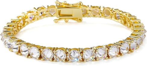 TOPGRILLZ Tennis Bracelets for Women Men, 1 Row 5 mm Cubic Zirconia Bracelet, Iced out Reverse-Set Stone, Box Clasp Anniversary Fashion Jewelry 7-8 Inches in Kuwait