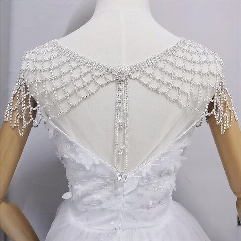 Elegant Mesh Shawl Shoulder Chain Neck Wrap Jewelry With Rhinestones Tassels For Evening Parties And Weddings Event Eye-catching Bridal Shawl in Saudi Arabia