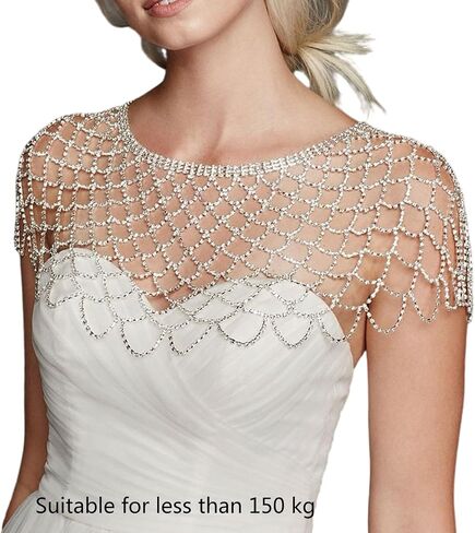 Elegant Mesh Shawl Shoulder Chain Neck Wrap Jewelry With Rhinestones Tassels For Evening Parties And Weddings Event Eye-catching Bridal Shawl in Saudi Arabia