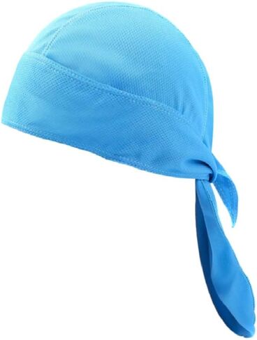 Solid Sky Powder Baby Blue Micro Fiber Dry Fit Head Wrap Biker Hat Durag Skull Cap Stretch in Saudi Arabia