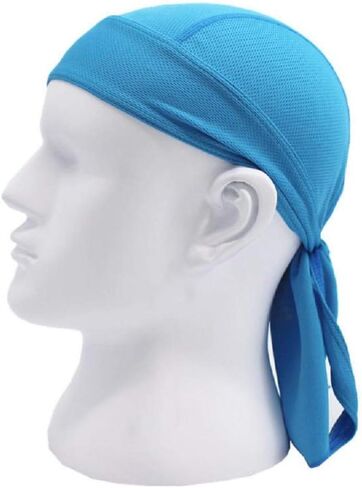Solid Sky Powder Baby Blue Micro Fiber Dry Fit Head Wrap Biker Hat Durag Skull Cap Stretch in Saudi Arabia