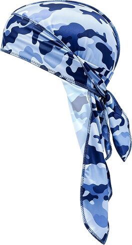 Durag for Men & Women,Wave Cap Long Tails Skull Cap Headwraps Neck Hair Protection Cycling Hiking Travel in Kuwait