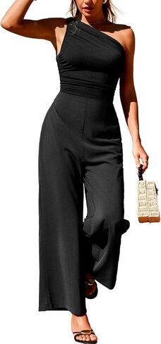 CUPSHE Jumpsuits for Women Dressy, Sleeveless One Shoulder Bodycon Straight Leg One Piece Summer Vacation Outfits in Kuwait
