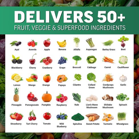 Force Factor Fruits & Veggies Supplement for Adults, Superfood Antioxidant Formula, 50+ Fruits & Veggies to Support Blood Flow, Circulation & Energy, No Added Fillers, Mixed Berry, 60 Soft Chews in Kuwait
