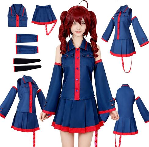 Women Costume Blue Outfit Dress Suit Uniform Role-playing Set Clothes for Halloween in Kuwait