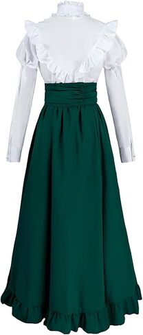 Victorian Dress for Women Edwardian Costume Medieval Renaissance Dresses 2 Pcs Shirt Skirt Set Ball Gown in Saudi Arabia