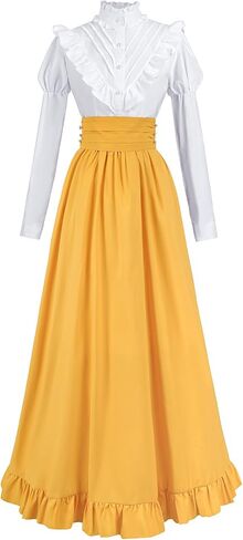Victorian Dress for Women Edwardian Costume Medieval Renaissance Dresses 2 Pcs Shirt Skirt Set Ball Gown in Saudi Arabia