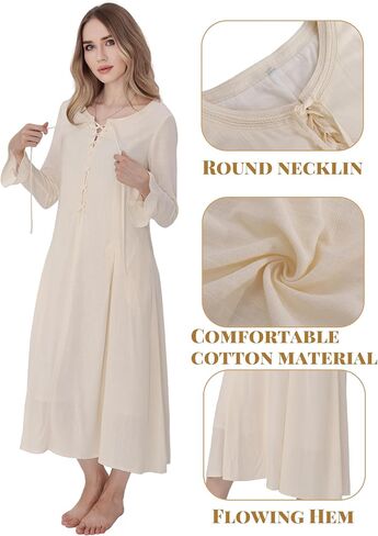 PROCOS Medieval Dress Women's Tunic Underdress Embroidery Vintage Beige Skirt Peasant Cosplay Costumes in Kuwait