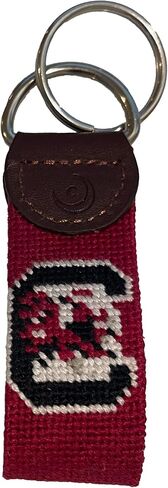 Charleston Belt USC Gamecocks Hand-stitched Needlepoint Key Fobs Genuine Leather University of South Carolina Logo Officially Licensed in Saudi Arabia