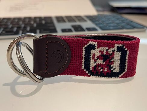 Charleston Belt USC Gamecocks Hand-stitched Needlepoint Key Fobs Genuine Leather University of South Carolina Logo Officially Licensed in Saudi Arabia