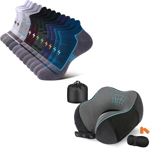 Cirorld Travel Essentials Bundle – Memory Foam Neck Pillow & Men’s Running Socks Combo for Comfort on The Go​ in Saudi Arabia
