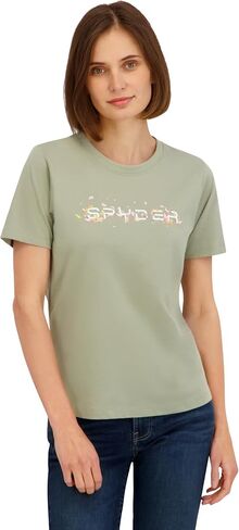 Spyder Women's Floral Wordmark Logo Graphic Short Sleeve Tee T-Shirt in Saudi Arabia