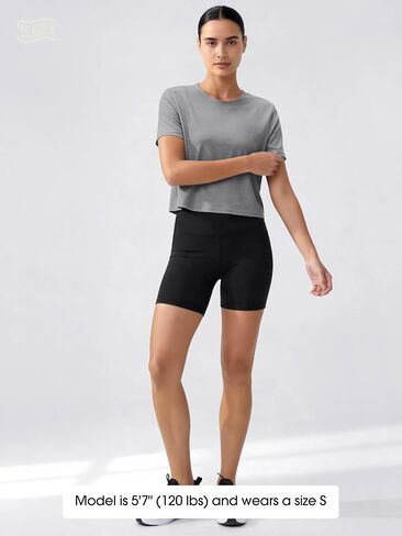 ASLABCREW Women's Everyday Comfort Cropped Tee, Ultra Soft Performance Short Sleeve Relaxed Crop Top, Crew Neck T-Shirts in Kuwait