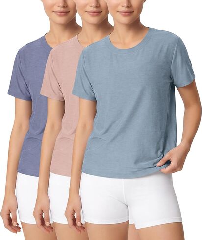 ASLABCREW Women's Everyday Comfort Cropped Tee, Ultra Soft Performance Short Sleeve Relaxed Crop Top, Crew Neck T-Shirts in Kuwait