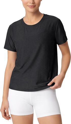 ASLABCREW Women's Everyday Comfort Cropped Tee, Ultra Soft Performance Short Sleeve Relaxed Crop Top, Crew Neck T-Shirts in Kuwait