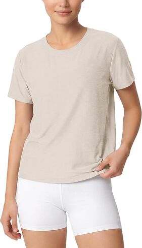 ASLABCREW Women's Everyday Comfort Cropped Tee, Ultra Soft Performance Short Sleeve Relaxed Crop Top, Crew Neck T-Shirts in Kuwait