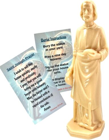 Westmon Works St Joseph House Seller Kit مجموعة بيع العقارات المنزلية تمثال تمثال صغير مع تعليمات تساعية وبطاقة القديس للصلاة المقدسة، صنع في الولايات المتحدة الأمريكية in Kuwait