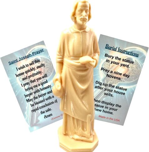 Westmon Works St Joseph House Seller Kit مجموعة بيع العقارات المنزلية تمثال تمثال صغير مع تعليمات تساعية وبطاقة القديس للصلاة المقدسة، صنع في الولايات المتحدة الأمريكية in Kuwait