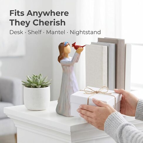 Cardinal Memorial Figurine, Hand-Painted Resin, 5.3 Inch, White | Sympathy remembrance gift for loss; Verse card brings quiet solace; Artisan piece in memory of a loved one in Saudi Arabia