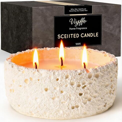 Viyffo 20oz Large Scented Candle – Eucalyptus & Rosemary, 3 Wick Non Toxic Soy Candles for Women & Men, Matte Black Ceramic Jar, Luxury Home Fragrance, Elegant Room Decor & Premium Birthday Gift in Saudi Arabia