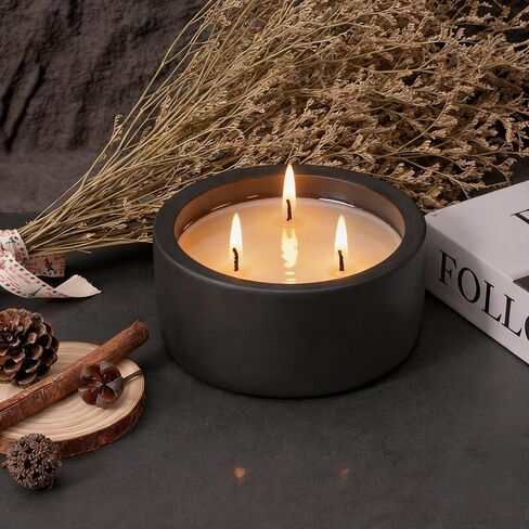 شمعة معطرة كبيرة بحجم 20 أونصة من Viyffo - الأوكالبتوس وإكليل الجبل، 3 شموع صويا غير سامة فتيل للنساء والرجال، برطمان سيراميك أسود غير لامع، عطر منزلي فاخر، ديكور غرفة أنيق وهدية عيد ميلاد ممتازة in Kuwait