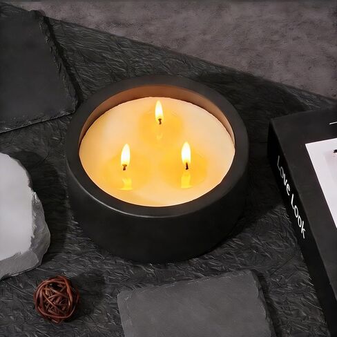 شمعة معطرة كبيرة بحجم 20 أونصة من Viyffo - الأوكالبتوس وإكليل الجبل، 3 شموع صويا غير سامة فتيل للنساء والرجال، برطمان سيراميك أسود غير لامع، عطر منزلي فاخر، ديكور غرفة أنيق وهدية عيد ميلاد ممتازة in Kuwait