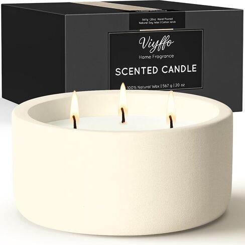 شمعة معطرة كبيرة بحجم 20 أونصة من Viyffo - الأوكالبتوس وإكليل الجبل، 3 شموع صويا غير سامة فتيل للنساء والرجال، برطمان سيراميك أسود غير لامع، عطر منزلي فاخر، ديكور غرفة أنيق وهدية عيد ميلاد ممتازة in Kuwait