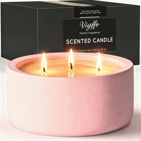شمعة معطرة كبيرة بحجم 20 أونصة من Viyffo - الأوكالبتوس وإكليل الجبل، 3 شموع صويا غير سامة فتيل للنساء والرجال، برطمان سيراميك أسود غير لامع، عطر منزلي فاخر، ديكور غرفة أنيق وهدية عيد ميلاد ممتازة in Kuwait
