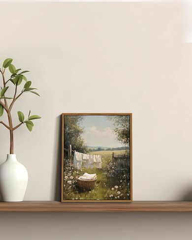 KISSFOX Vintage Framed Wall Art For Laundry Room Decor Country Landscape Pictures Wall Decor Rustic Summer Wildflower Canvas Art Prints Modern Farmhouse Paintings Artwork in Saudi Arabia