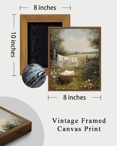 KISSFOX Vintage Framed Wall Art For Laundry Room Decor Country Landscape Pictures Wall Decor Rustic Summer Wildflower Canvas Art Prints Modern Farmhouse Paintings Artwork in Saudi Arabia