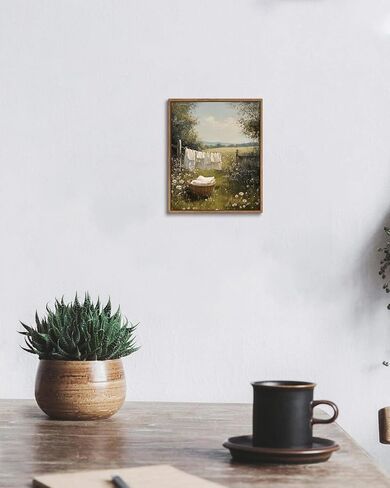 KISSFOX Vintage Framed Wall Art For Laundry Room Decor Country Landscape Pictures Wall Decor Rustic Summer Wildflower Canvas Art Prints Modern Farmhouse Paintings Artwork in Saudi Arabia