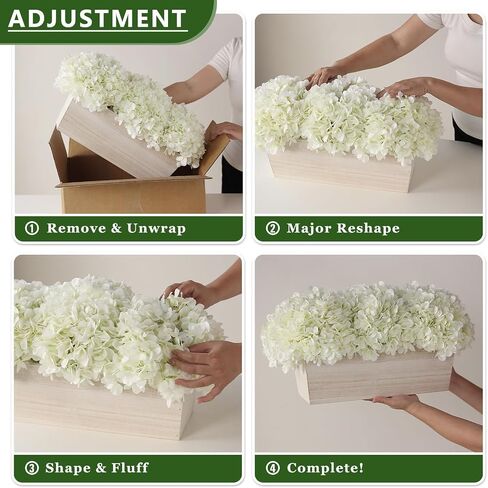21" Large Artificial Hydrangea Arrangement in Planter for Table Centerpiece, Lifelike Fake Hydrangea Potted Plant, Silk Faux Flowers in Wood Planter for Farmhouse Home Office Shower Decor (White) in Saudi Arabia