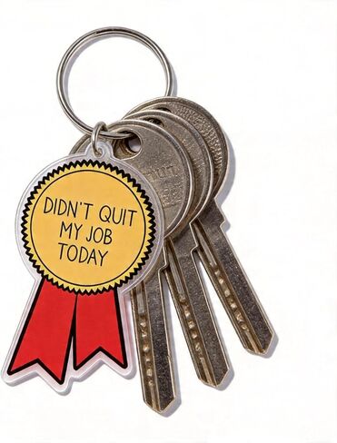 “Didn’t Quit My Job Today" Keychain – Funny Award Ribbon Design for Office Workers & Survivors – Perfect for Coworkers, Remote Teams & Anyone Who Deserves a Gold Star for Not Walking Out in Kuwait
