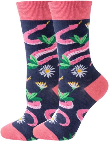 Women Colourful fun Socks,Ladies Crew Cute Combed cotton animal cat flowers fruit socks,Novelty Gag Gifts for Women in Saudi Arabia