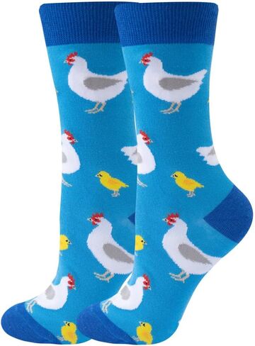 Women Colourful fun Socks,Ladies Crew Cute Combed cotton animal cat flowers fruit socks,Novelty Gag Gifts for Women in Saudi Arabia