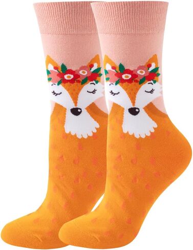 Women Colourful fun Socks,Ladies Crew Cute Combed cotton animal cat flowers fruit socks,Novelty Gag Gifts for Women in Saudi Arabia