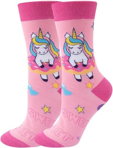 Women Colourful fun Socks,Ladies Crew Cute Combed cotton animal cat flowers fruit socks,Novelty Gag Gifts for Women in Saudi Arabia