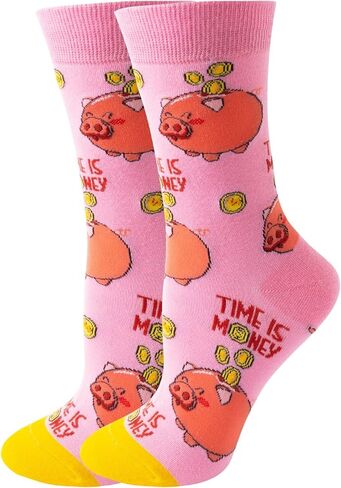 Women Colourful fun Socks,Ladies Crew Cute Combed cotton animal cat flowers fruit socks,Novelty Gag Gifts for Women in Saudi Arabia
