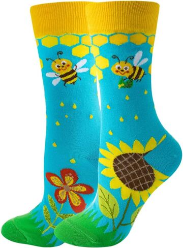 Women Colourful fun Socks,Ladies Crew Cute Combed cotton animal cat flowers fruit socks,Novelty Gag Gifts for Women in Saudi Arabia