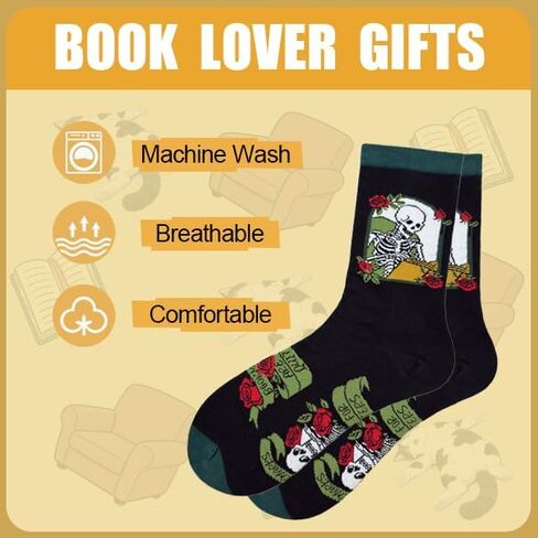 Book and Reading Socks - Book Lovers Gifts Socks for Women Men Funny Reading gift for Adults Bookworms Page Savers in Saudi Arabia