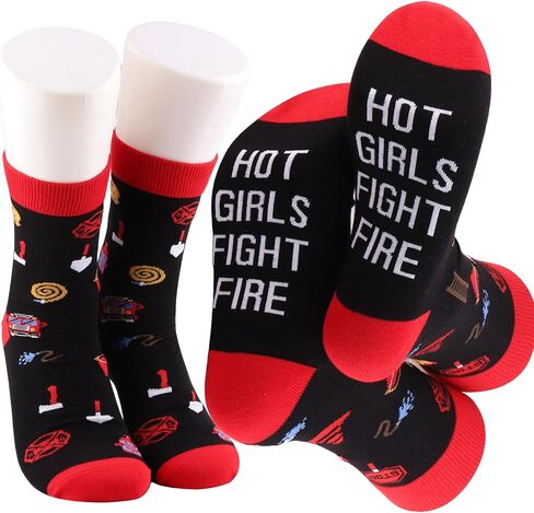 G2TUP Female Firefighter Socks Firewoman Gifts Female EMT Gifts Women In Fire Gift Fire Wife Socks in Kuwait