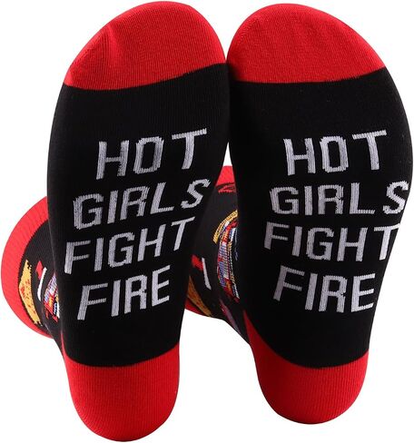G2TUP Female Firefighter Socks Firewoman Gifts Female EMT Gifts Women In Fire Gift Fire Wife Socks in Kuwait