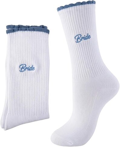Bride Socks Bride To Be Something Blue Gift, Bride Gifts Soft Cotton Socks for Women Wedding Engagement Bridesmaid Bridal Shower Gifts Bachelorette Party Favor Honeymoon Essentials Decorations in Saudi Arabia